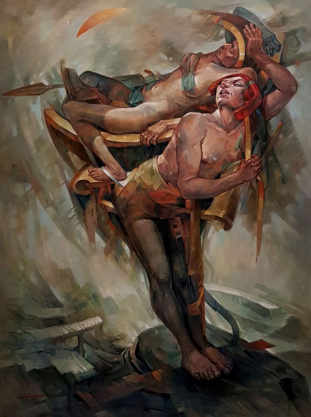 "Mazhar" eseri ADEM BAŞPINAR tarafından 2019 yılında 120x90 cm ölçülerinde Tuval üzeri yağlı boya tekniği ile yapılmıştır.