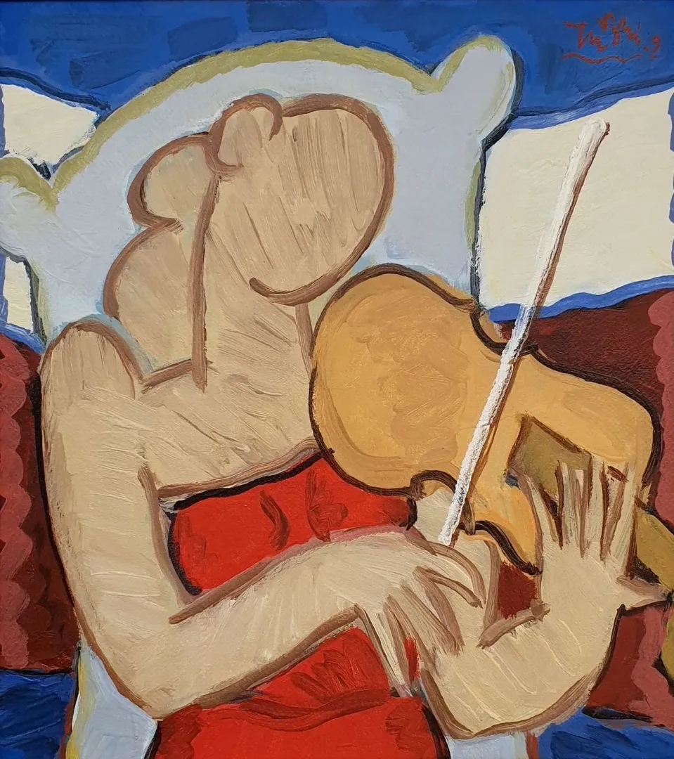 yakınlaştır "Kemancı Kız" eseri ADNAN TURANİ tarafından 2009 yılında 35x35 cm ölçülerinde Pres tuval üzeri yağlı boya tekniği ile yapılmıştır.