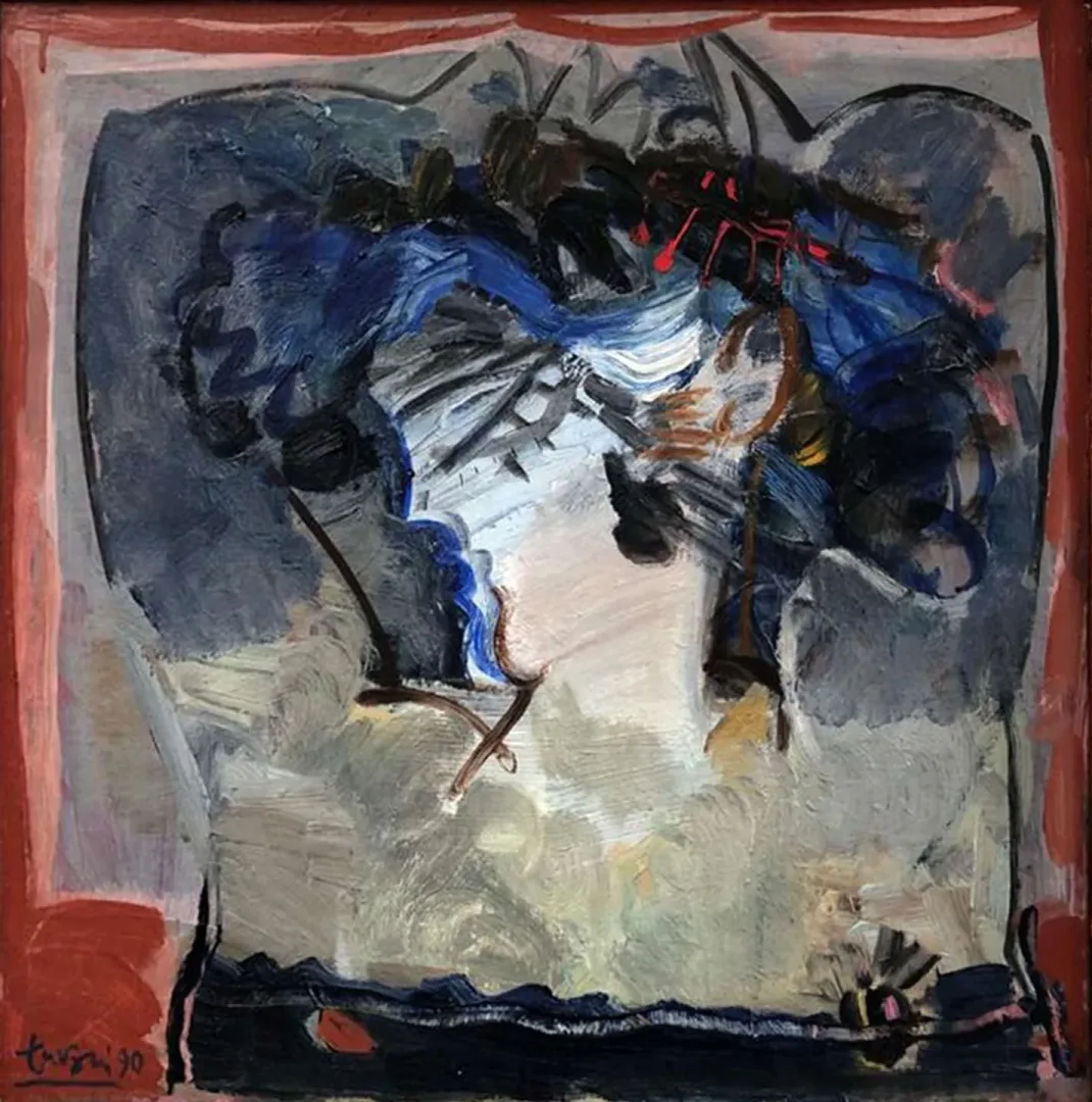 yakınlaştır "Portre" eseri ADNAN TURANİ tarafından 1990 yılında 50x50 cm ölçülerinde Tuval üzeri yağlı boya tekniği ile yapılmıştır.