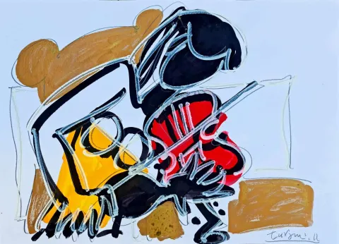 "Kemancı Kız" eseri ADNAN TURANİ tarafından 2011 yılında 50x70 cm ölçülerinde Kağıt üzeri karışık teknik tekniği ile yapılmıştır.