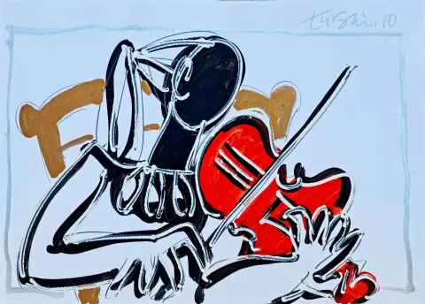 "Kemancı Kız" eseri ADNAN TURANİ tarafından 2010 yılında 50x70 cm ölçülerinde Kağıt üzeri karışık teknik tekniği ile yapılmıştır.