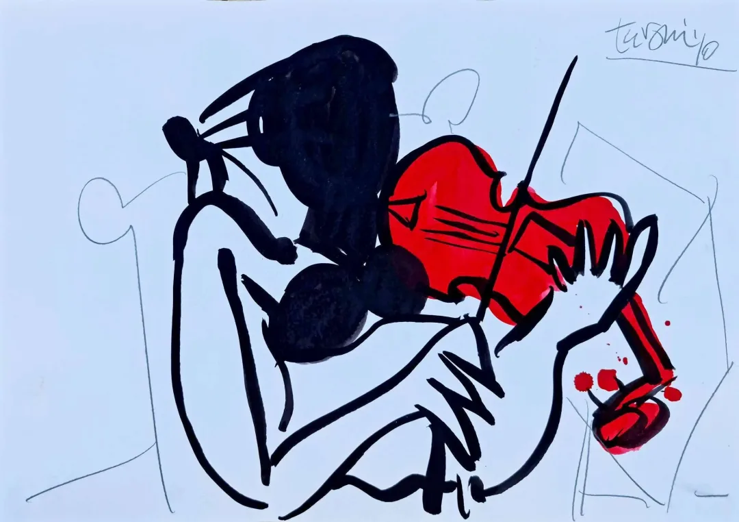 yakınlaştır "Kemancı Kız" eseri ADNAN TURANİ tarafından 2010 yılında 50x70 cm ölçülerinde Kağıt üzeri karışık teknik tekniği ile yapılmıştır.