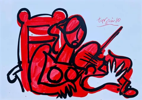"Kemancı Kız" eseri ADNAN TURANİ tarafından 2010 yılında 50x70 cm ölçülerinde Kağıt üzeri karışık teknik tekniği ile yapılmıştır.
