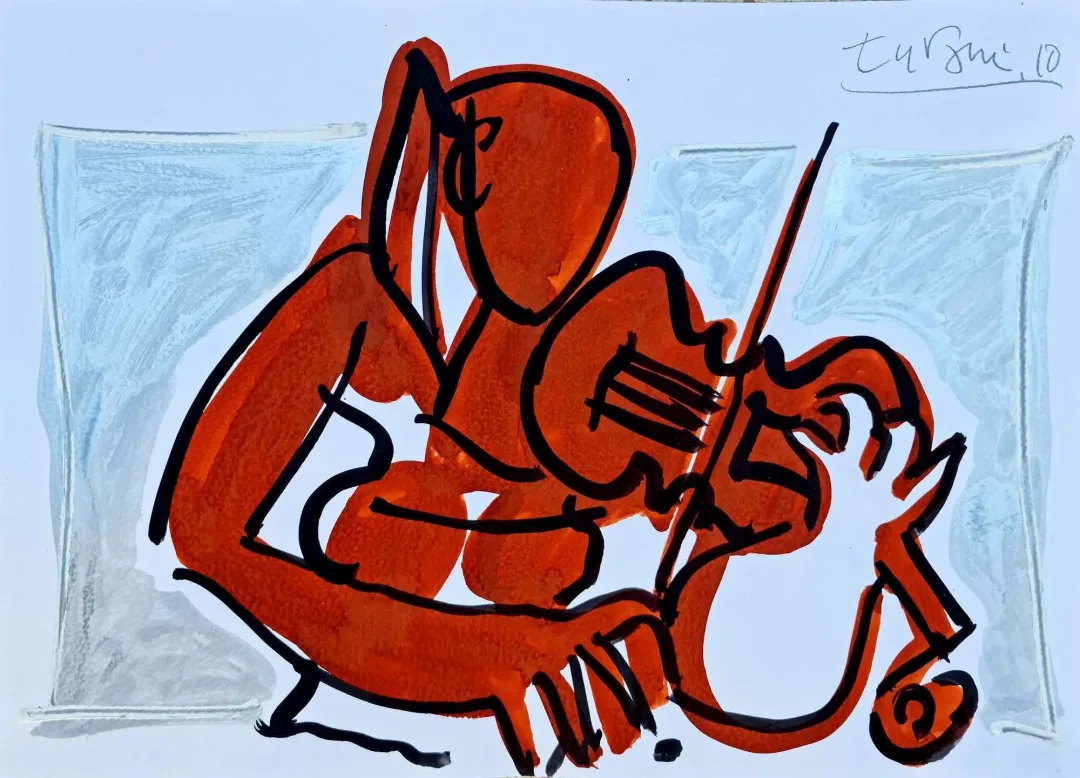 yakınlaştır "Kemancı Kız" eseri ADNAN TURANİ tarafından 2010 yılında 50x70 cm ölçülerinde Kağıt üzeri karışık teknik tekniği ile yapılmıştır.