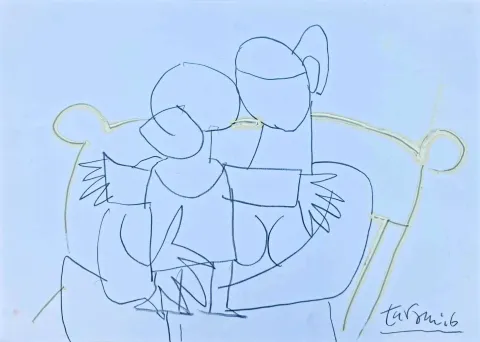 "Anne Çocuk" eseri ADNAN TURANİ tarafından 2006 yılında 50x70 cm ölçülerinde Kağıt üzeri karışık teknik tekniği ile yapılmıştır.