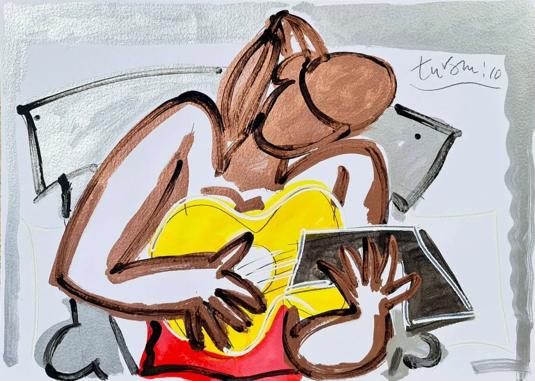 yakınlaştır "Kemancı Kız" eseri ADNAN TURANİ tarafından 2010 yılında 50x70 cm ölçülerinde Kağıt üzeri karışık teknik tekniği ile yapılmıştır.
