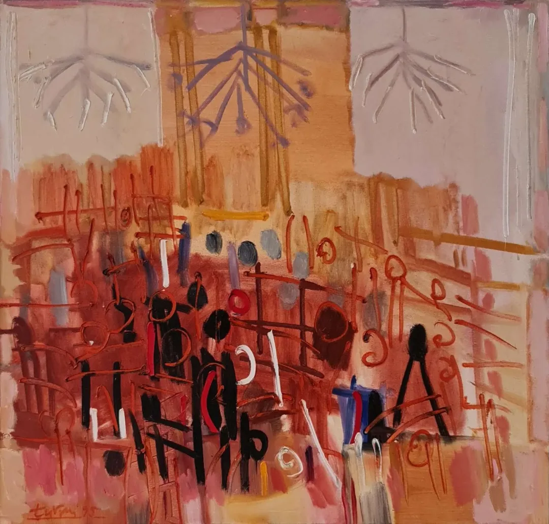 "Orkestra" eseri ADNAN TURANİ tarafından 1995 yılında 75x80 cm ölçülerinde Tuval üzeri yağlı boya tekniği ile yapılmıştır.