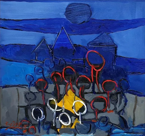 "Marmaris Serisi" eseri ADNAN TURANİ tarafından 2005 yılında 80x80 cm ölçülerinde Tuval üzeri yağlı boya tekniği ile yapılmıştır.