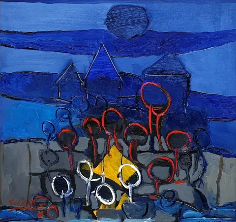 "Marmaris Serisi" eseri ADNAN TURANİ tarafından 2005 yılında 80x80 cm ölçülerinde Tuval üzeri yağlı boya tekniği ile yapılmıştır.