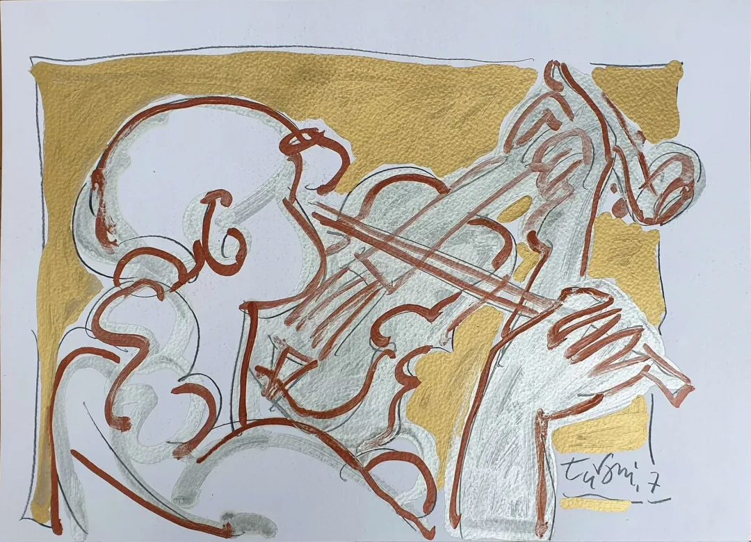 yakınlaştır "Kemancı Kız" eseri ADNAN TURANİ tarafından 2007 yılında 50x70 cm ölçülerinde Kağıt üzeri yağlı boya tekniği ile yapılmıştır.