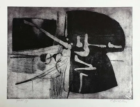 "Soyut Kompozisyon" eseri ADNAN TURANİ tarafından 37x49,5 cm ölçülerinde Gravür tekniği ile yapılmıştır.