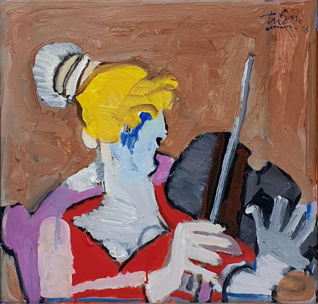 yakınlaştır "Kemancı Kız" eseri ADNAN TURANİ tarafından 2016 yılında 40x41 cm ölçülerinde Tuval üzeri yağlı boya tekniği ile yapılmıştır.