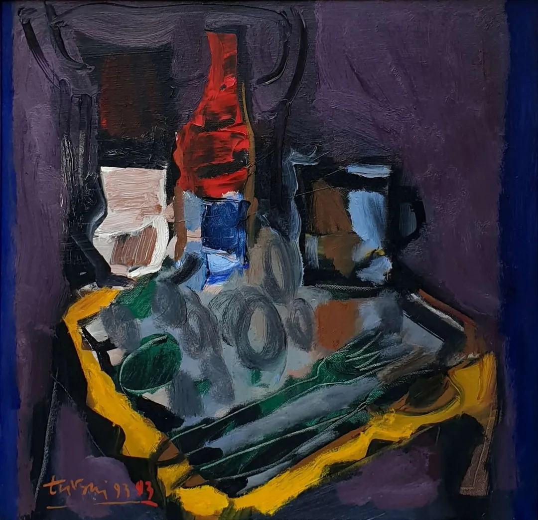 yakınlaştır "Natürmort" eseri ADNAN TURANİ tarafından 1993 yılında 50x50 cm ölçülerinde Tuval üzeri yağlı boya tekniği ile yapılmıştır.