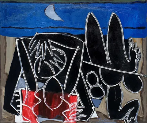 "Aşıklar" eseri ADNAN TURANİ tarafından 2003 yılında 90x90 cm ölçülerinde Tuval üzeri yağlı boya tekniği ile yapılmıştır.