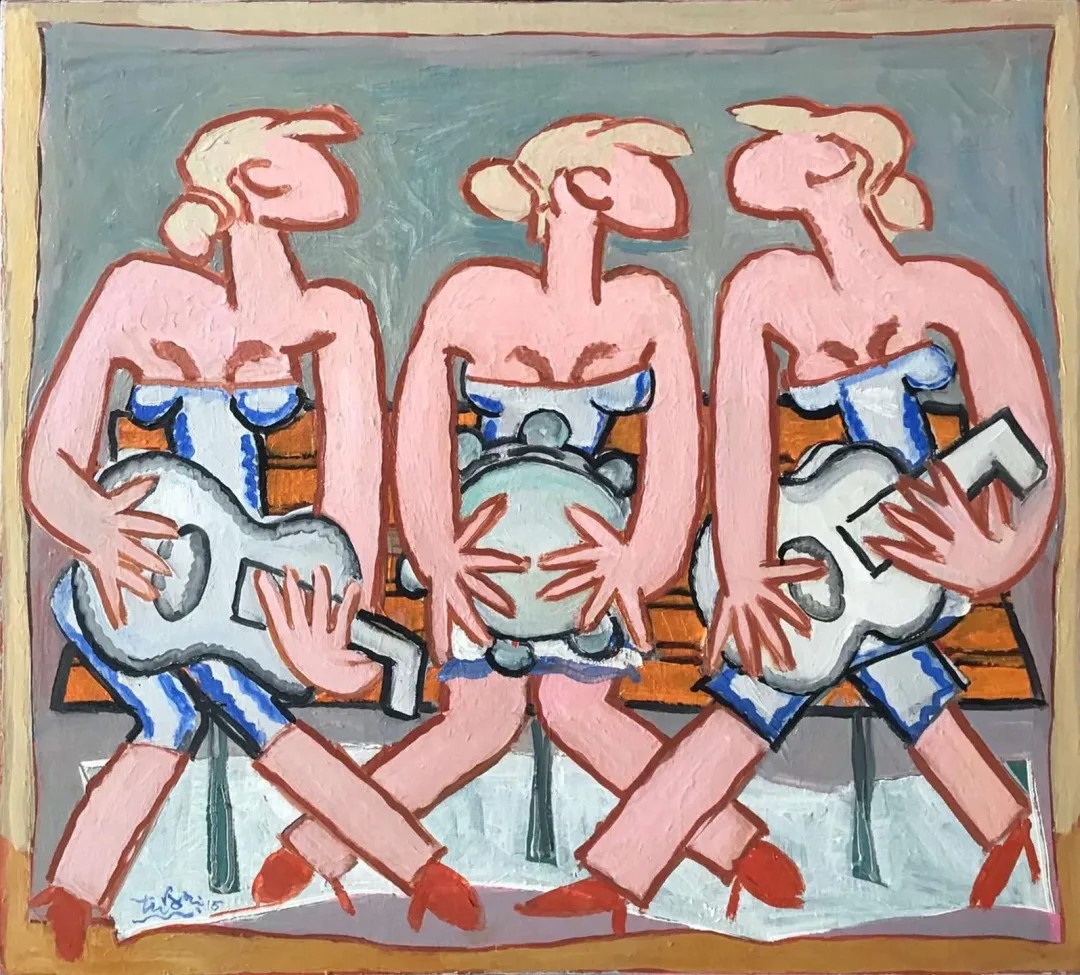 yakınlaştır "Müzisyenler" eseri ADNAN TURANİ tarafından 2015 yılında 90x100 cm ölçülerinde Tuval üzeri yağlı boya tekniği ile yapılmıştır.