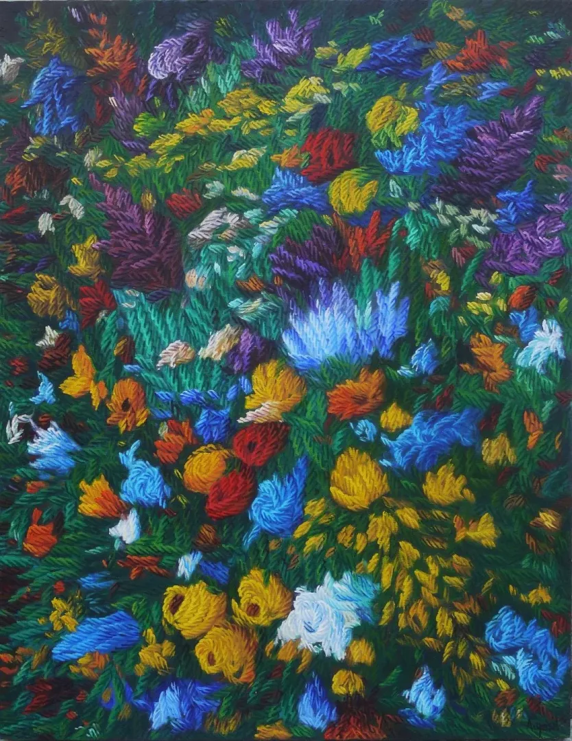 yakınlaştır "Çiçeklerim" eseri AHMET YEŞİL tarafından 90x70 cm ölçülerinde Tuval üzeri yağlı boya tekniği ile yapılmıştır.