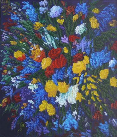 AHMET YEŞİL — “Sağınak” "Sağınak" eseri AHMET YEŞİL tarafından 60x50 cm ölçülerinde Tuval üzeri yağlı boya tekniği ile yapılmıştır.