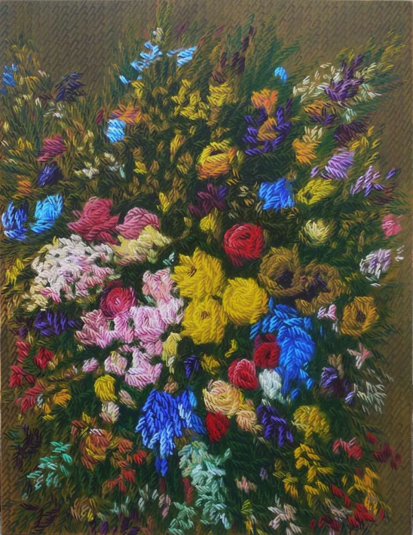 yakınlaştır "Çiçeklerim" eseri AHMET YEŞİL tarafından 80x65 cm ölçülerinde Tuval üzeri yağlı boya tekniği ile yapılmıştır.