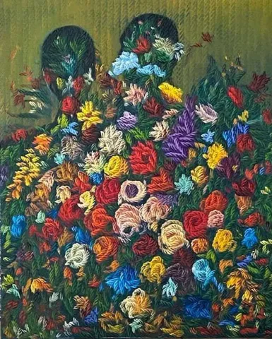 "Çiçeklerim" eseri AHMET YEŞİL tarafından 2020 yılında 80x65 cm ölçülerinde Tuval üzeri yağlı boya tekniği ile yapılmıştır.
