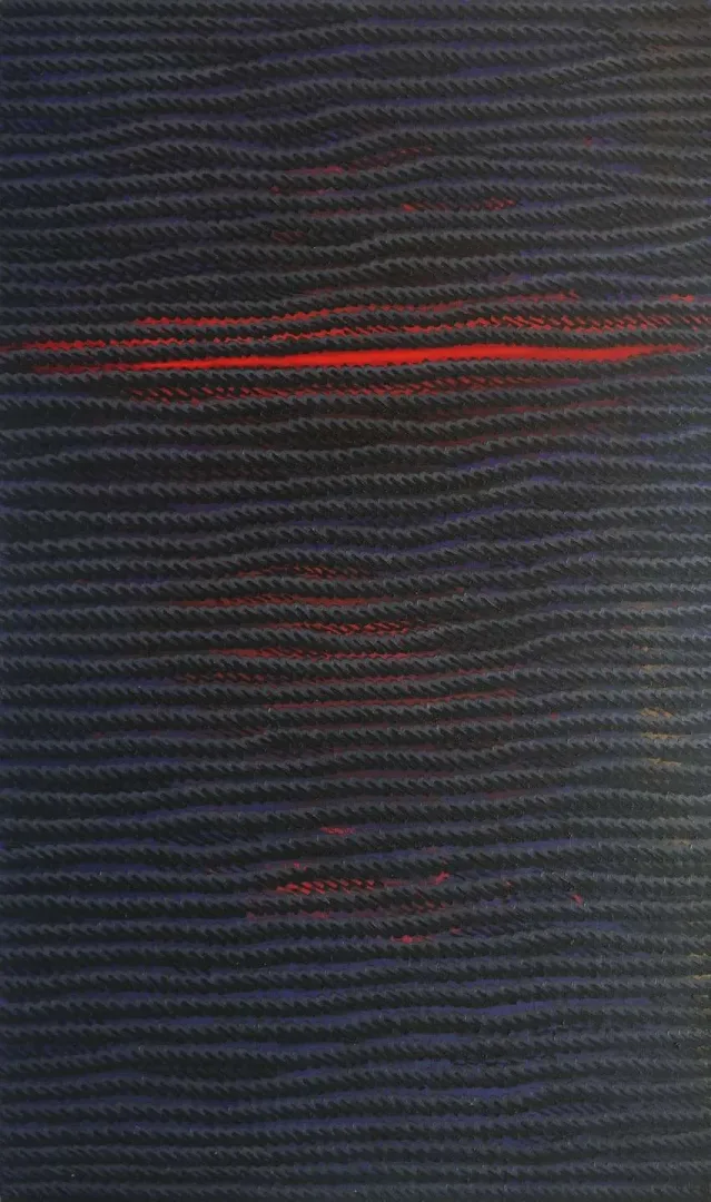 "Sesler ve izler" eseri AHMET YEŞİL tarafından 2018 yılında 120x80 cm ölçülerinde Tuval üzeri yağlı boya tekniği ile yapılmıştır.