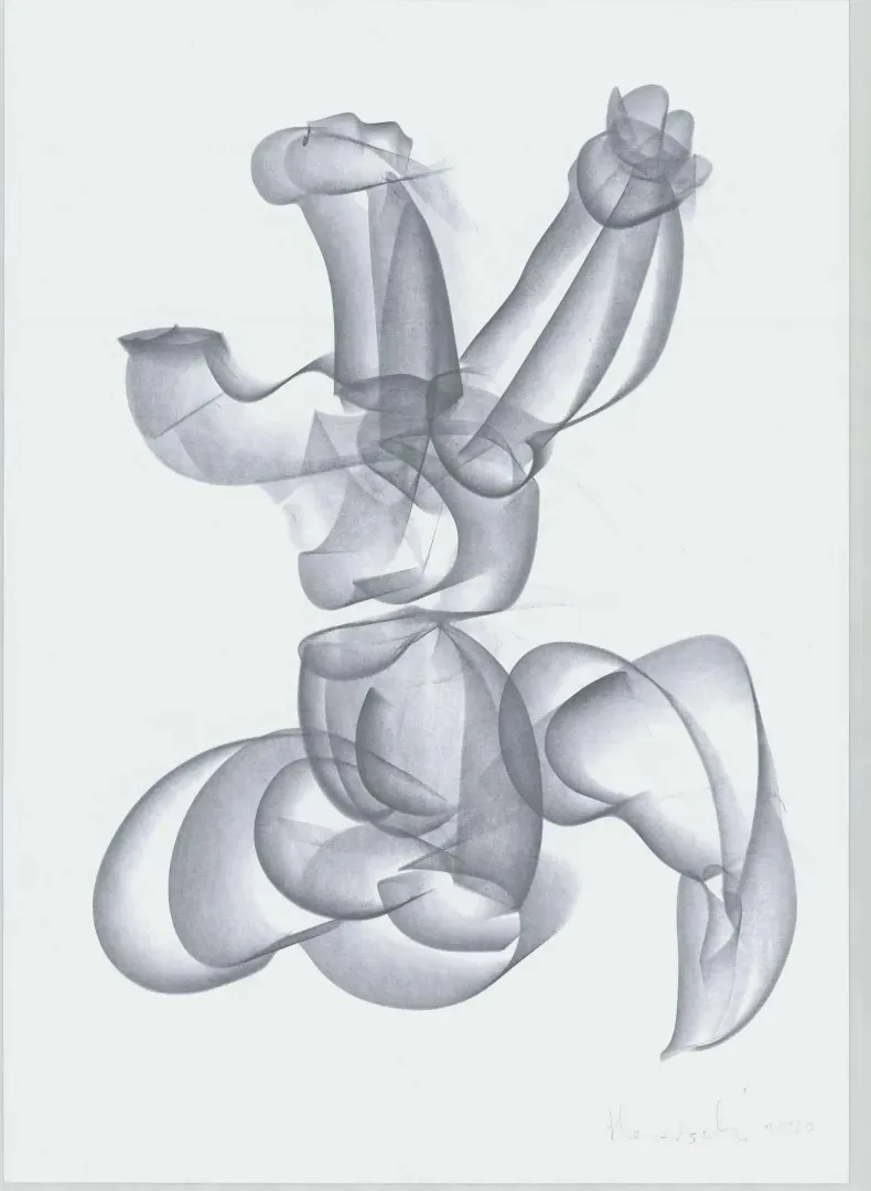"İsimsiz" eseri ALİ HERİSCHİ tarafından 2020 yılında 30x42 cm ölçülerinde Kağıt üzeri füzen tekniği ile yapılmıştır.