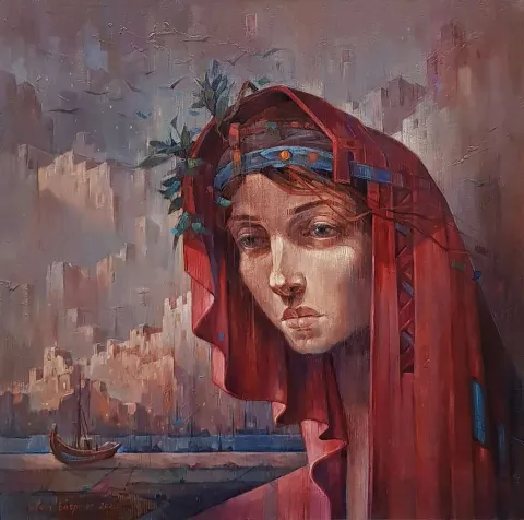 "Gül Fadimem-II" eseri ADEM BAŞPINAR tarafından 2020 yılında 60x60 cm ölçülerinde Tuval üzeri akrilik boya tekniği ile yapılmıştır.
