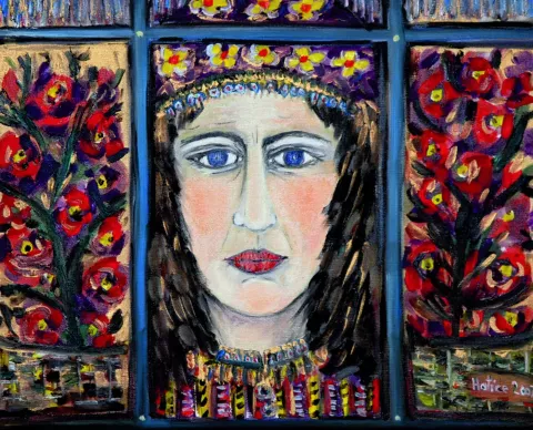 "Bekleyiş" eseri HATİCE KUMBARACI GÜRSÖZ tarafından 2007 yılında 40x50 cm ölçülerinde Tuval üzeri yağlı boya tekniği ile yapılmıştır.