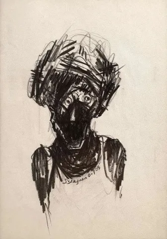 SÜLEYMAN DODİ DÜNDAR Bu eser SÜLEYMAN DODİ DÜNDAR tarafından 29x21 cm ölçülerinde Kağıt üzeri karakalem tekniği ile yapılmıştır.
