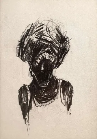 Bu eser SÜLEYMAN DODİ DÜNDAR tarafından 29x21 cm ölçülerinde Kağıt üzeri karakalem tekniği ile yapılmıştır.