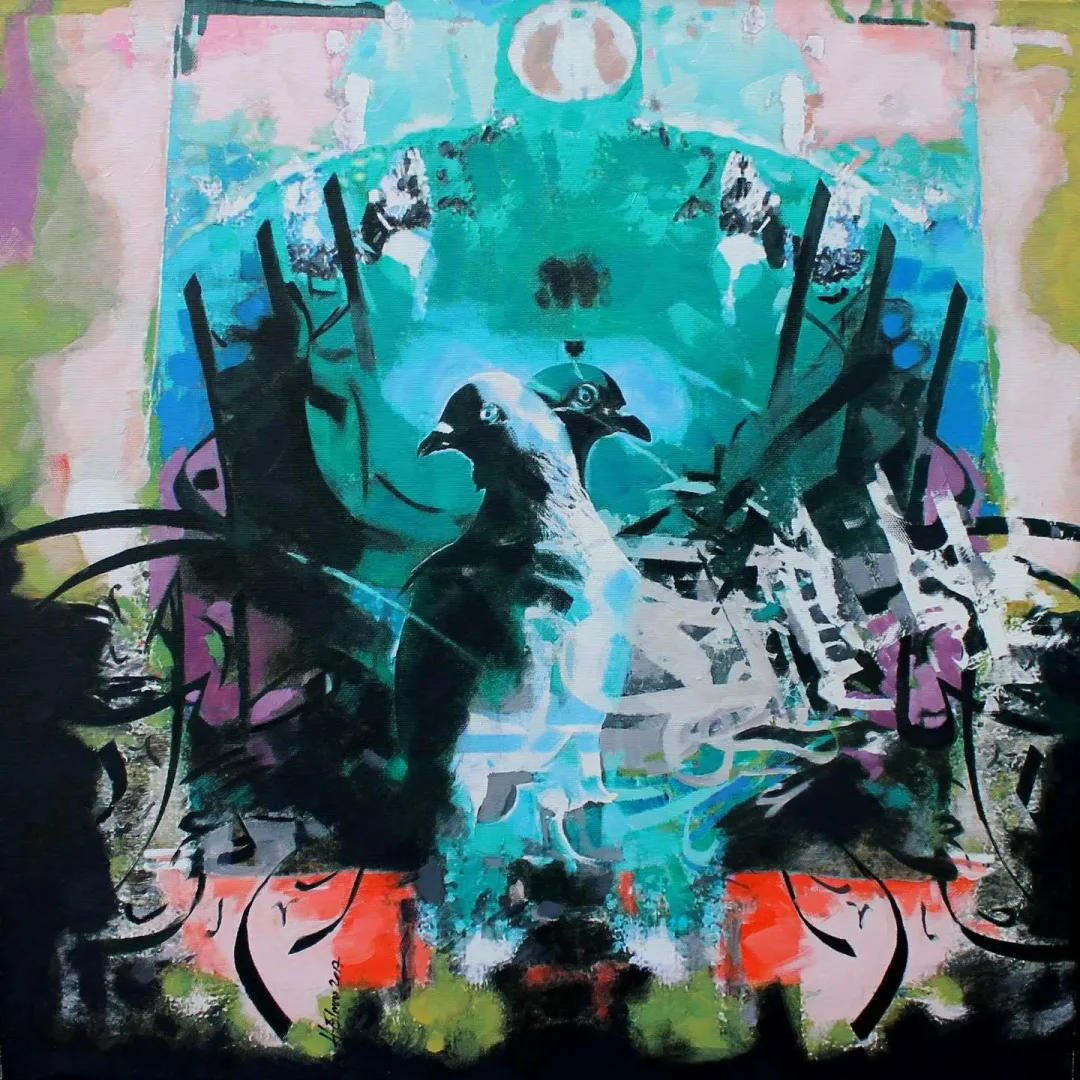 yakınlaştır "Mavi Güvercin" eseri HÜSEYİN ELMAS tarafından 2017 yılında 70x70 cm ölçülerinde Tuval üzeri yağlı boya tekniği ile yapılmıştır.