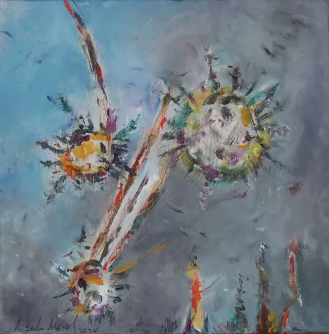 AYŞE SEDA MERAL — “Geliyo”, 2020 "Geliyo" eseri AYŞE SEDA MERAL tarafından 2020 yılında 40x40 cm ölçülerinde Tuval üzeri yağlı boya tekniği ile yapılmıştır.