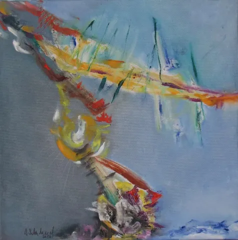 AYŞE SEDA MERAL — “Gidiyo”, 2020 "Gidiyo" eseri AYŞE SEDA MERAL tarafından 2020 yılında 40x40 cm ölçülerinde Tuval üzeri yağlı boya tekniği ile yapılmıştır.