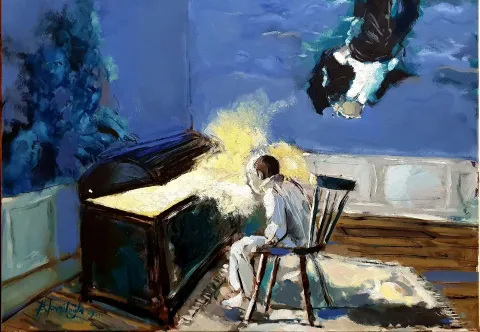 BARAN KAMİLOĞLU — “Sandık”, 2019 "Sandık" eseri BARAN KAMİLOĞLU tarafından 2019 yılında 40x60 cm ölçülerinde Tuval üzeri yağlı boya tekniği ile yapılmıştır.