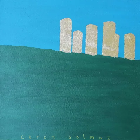 "Süreç 4" eseri CEREN SOLMAZ tarafından 2020 yılında 40x40 cm ölçülerinde Tuval üzeri akrilik boya tekniği ile yapılmıştır.