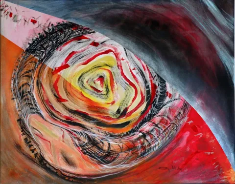 "Mevlana Serisi" eseri GÜLSÜN ERBİL tarafından 40x50 cm ölçülerinde Tuval üzeri akrilik boya tekniği ile yapılmıştır.