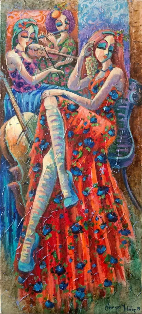 "İsimsiz" eseri DERYA YILDIZ tarafından 2019 yılında 70x30 cm ölçülerinde Tuval üzeri yağlı boya tekniği ile yapılmıştır.