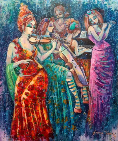 "Artemis ve Turnalar - Artemis and Cranes" eseri DERYA YILDIZ tarafından 2019 yılında 60x50 cm ölçülerinde Tuval üzeri yağlı boya tekniği ile yapılmıştır.
