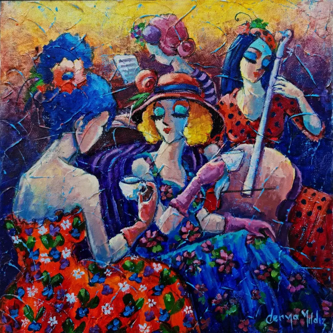 yakınlaştır "Artemis ve Turnalar - Artemis and Cranes" eseri DERYA YILDIZ tarafından 2020 yılında 30x30 cm ölçülerinde Tuval üzeri yağlı boya tekniği ile yapılmıştır.