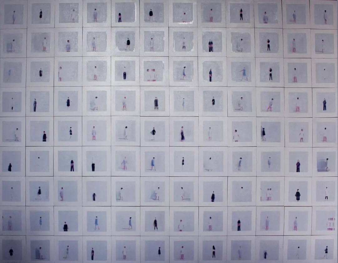 DUYGU AYDOĞAN — “İsimsiz”, 2019 "İsimsiz" eseri DUYGU AYDOĞAN tarafından 2019 yılında 90x120 cm ölçülerinde 108 adet mdf üzeri transfer ve akrilik tekniği ile yapılmıştır.