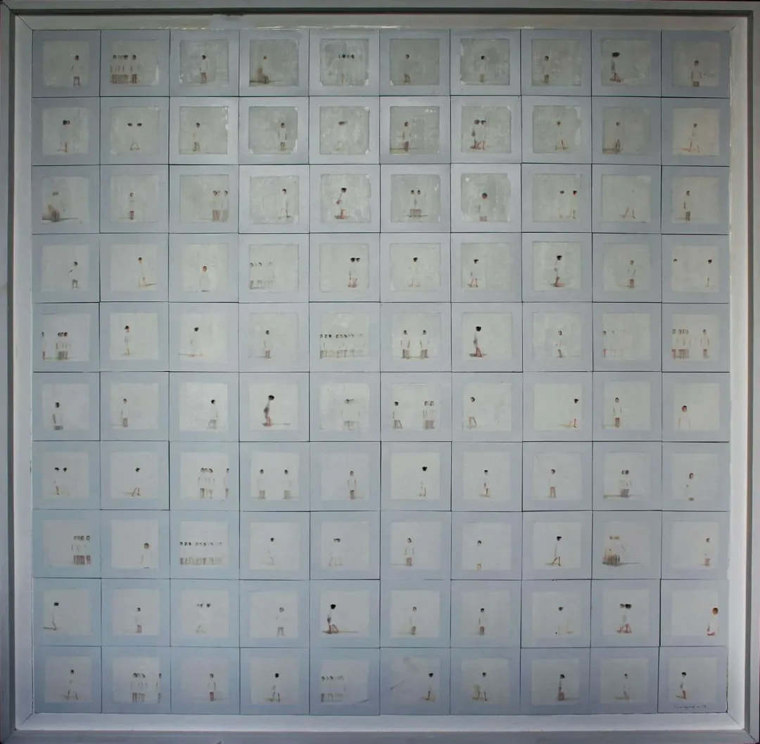 DUYGU AYDOĞAN — “İsimsiz”, 2019 "İsimsiz" eseri DUYGU AYDOĞAN tarafından 2019 yılında 100x100 cm ölçülerinde 100 adet mdf üzeri akrilik ve transfer tekniği ile yapılmıştır.