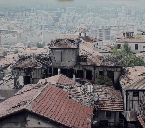 FETHİ ÇELİK — “Kaybolan Değerler”, 2020 "Kaybolan Değerler" eseri FETHİ ÇELİK tarafından 2020 yılında 115x130 cm ölçülerinde Tuval üzeri yağlı boya tekniği ile yapılmıştır.