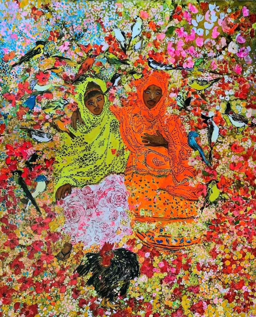 "İki Kardeş" eseri PINAR TINÇ tarafından 120x100 cm ölçülerinde Tuval üzeri çini mürekkebi tekniği ile yapılmıştır.