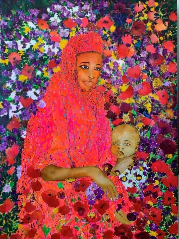 PINAR TINÇ — “Seni Seviyorum Anne” "Seni Seviyorum Anne" eseri PINAR TINÇ tarafından 100x80 cm ölçülerinde Tuval üzeri çini mürekkebi tekniği ile yapılmıştır.