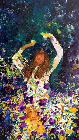 PINAR TINÇ — “Rüya”, 2020 "Rüya" eseri PINAR TINÇ tarafından 2020 yılında 150x100 cm ölçülerinde Tuval üzeri çini mürekkebi tekniği ile yapılmıştır.