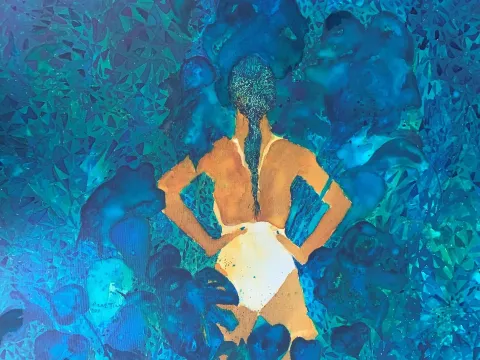 PINAR TINÇ — “Rüya”, 2020 "Rüya" eseri PINAR TINÇ tarafından 2020 yılında 60x80 cm ölçülerinde Tuval üzeri çini mürekkebi tekniği ile yapılmıştır.