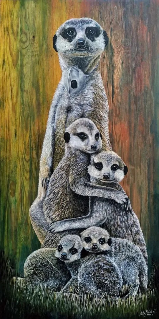 "Aile Serisi" eseri ALİ FATİH KÜÇÜKOSMANOĞLU tarafından 2020 yılında 130x65 cm ölçülerinde Ahşap üzeri yağlı boya + epoksi tekniği ile yapılmıştır.