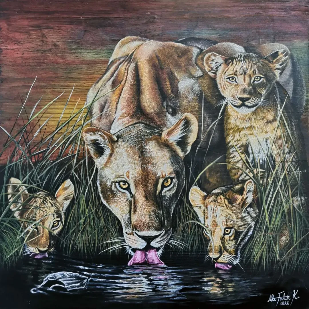 yakınlaştır "Aile Serisi" eseri ALİ FATİH KÜÇÜKOSMANOĞLU tarafından 2020 yılında 40x40 cm ölçülerinde Ahşap üzeri yağlı boya + epoksi tekniği ile yapılmıştır.