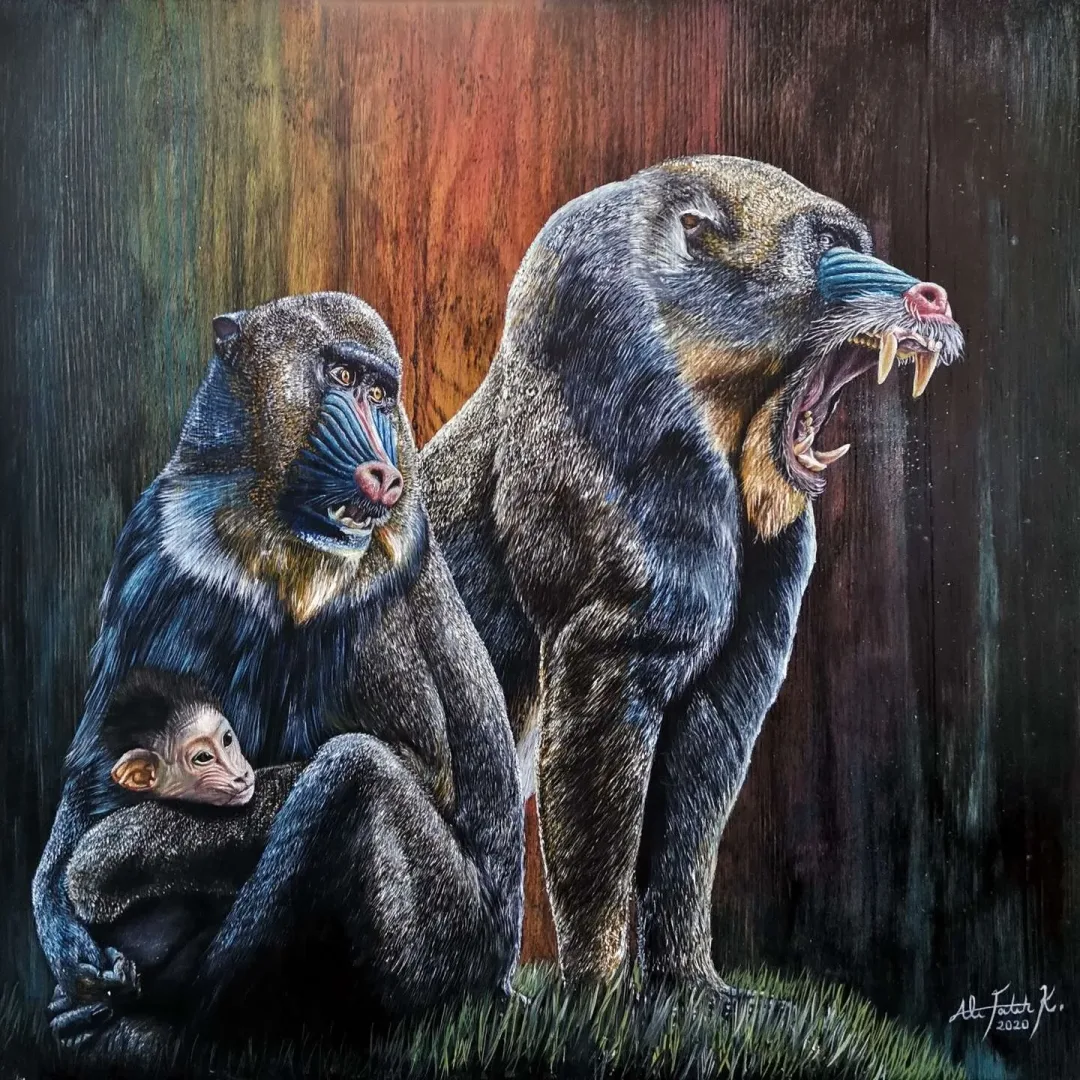 yakınlaştır "Aile Serisi" eseri ALİ FATİH KÜÇÜKOSMANOĞLU tarafından 2020 yılında 40x40 cm ölçülerinde Ahşap üzeri yağlı boya + epoksi tekniği ile yapılmıştır.