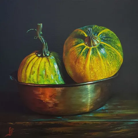 Bu eser HÜSEYİN FEYZULLAH tarafından 2020 yılında 40x40 cm ölçülerinde Tuval üzeri yağlı boya tekniği ile yapılmıştır.