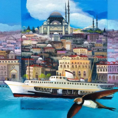 KADİR ŞİŞGİNOĞLU — “İstanbulun Ebabilleri”, 2020 "İstanbulun Ebabilleri" eseri KADİR ŞİŞGİNOĞLU tarafından 2020 yılında 40x40 cm ölçülerinde Tuval üzeri akrilik boya tekniği ile yapılmıştır.